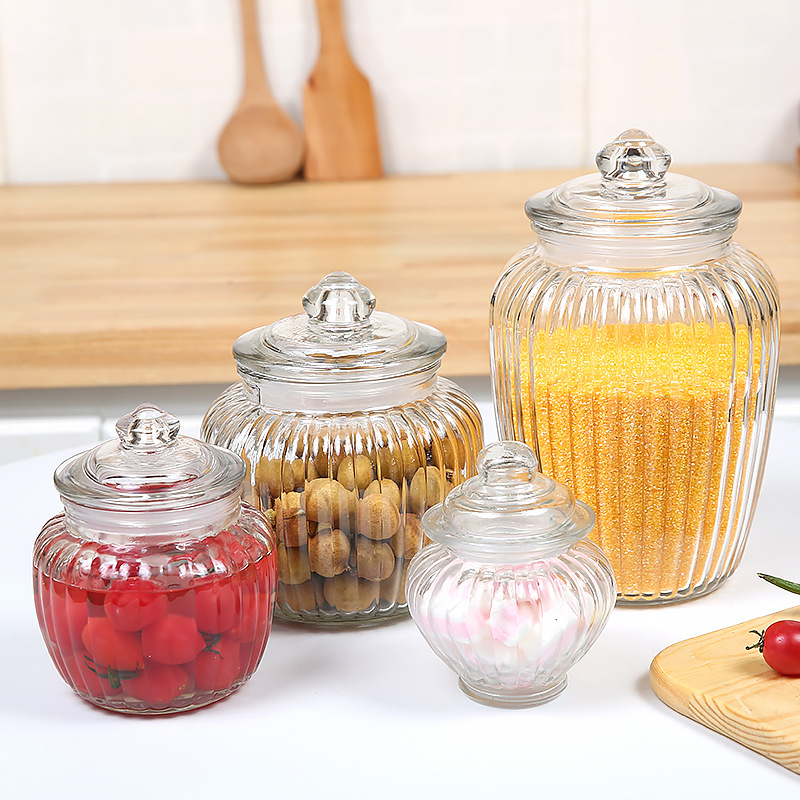 Glass Bottle Sealed Jar with Lid Household Pickles Jar Tea Jar Thickened Pickled Vegetable Jar Food Storage Jar