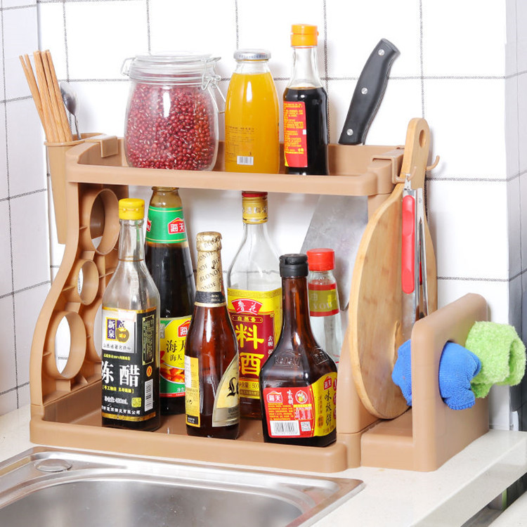 Kitchen storage rack plastic double storage rack seasoning rack chopsticks cage kitchen storage rack a generation of hair