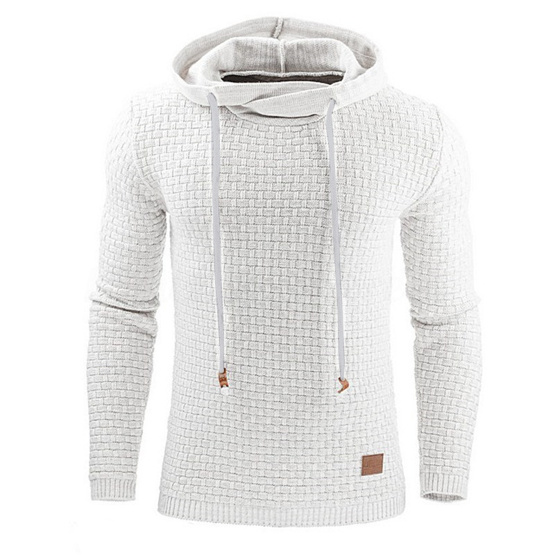 2023 spring and winter European and American men's Jacquard sweater long sleeve hoodie warm color hooded sports sweater men's coat