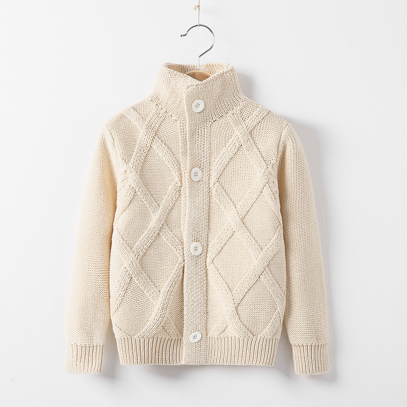 Children's sweater coat autumn and winter 2-11 years old baby sweater warm guest children's wool high collar cardigan a generation of hair