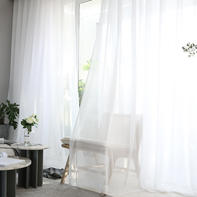 Factory direct sale Trilon white window screen curtain rod bag buttonhole cross-border Amazon curtain fabric finished product custom wholesale