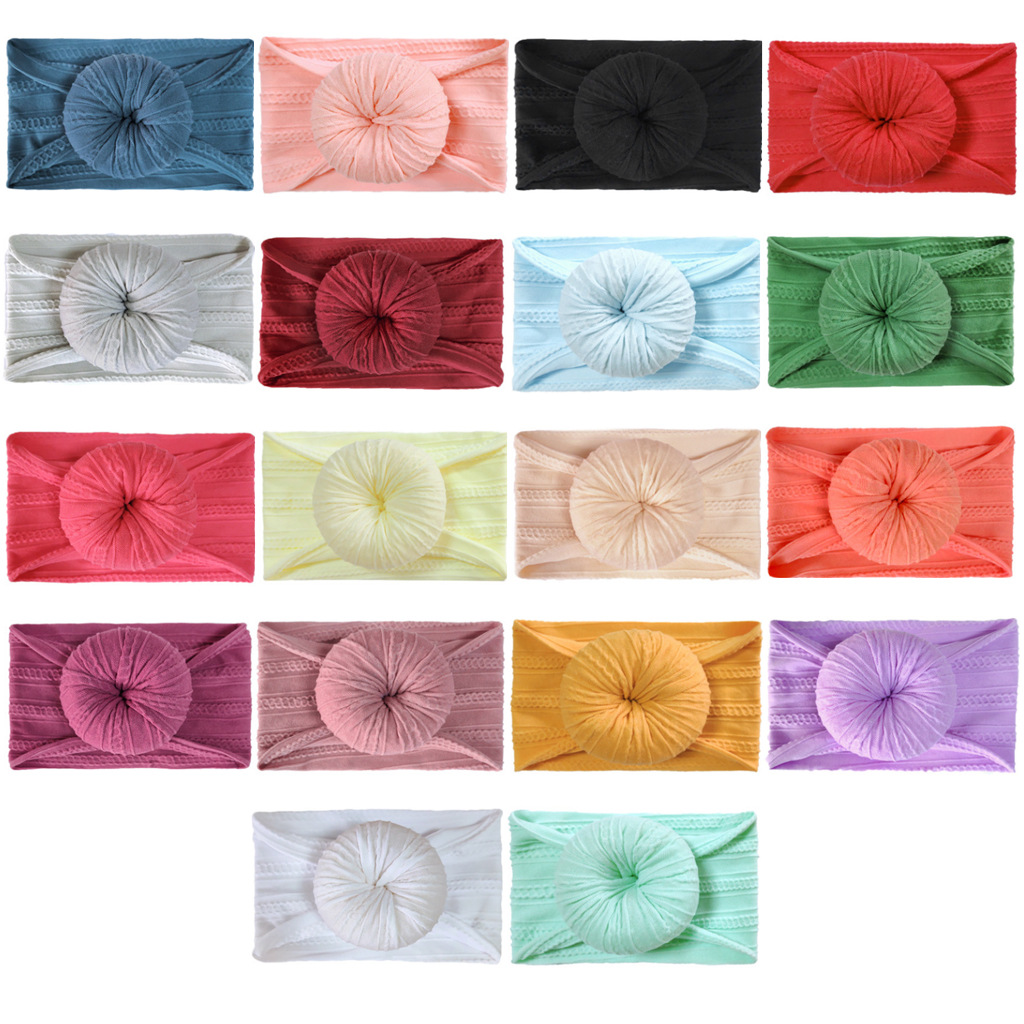 European and American fashion baby nylon jacquard hair band headdress soft donut nylon stockings children baby hair accessories