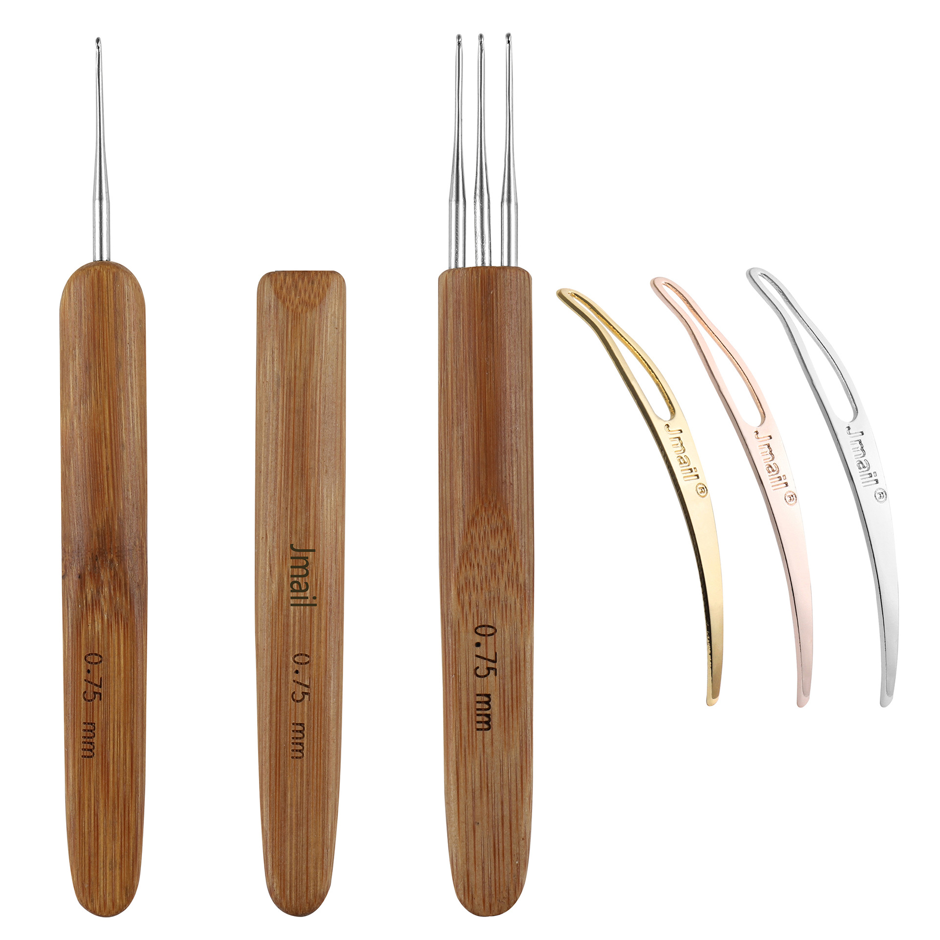 0.5-0.75 dirty braid bamboo handle crochet Amazon three hook knitting set single head double head three hair needle