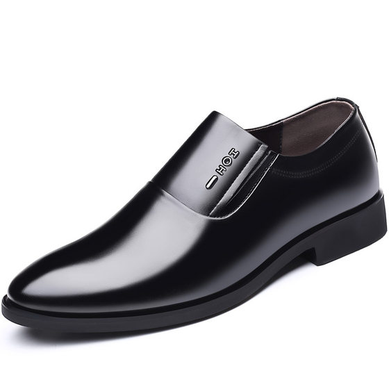 2024 spring and autumn popular men's business formal leather shoes genuine leather breathable height increasing shoes invisible height increasing 6CM men's shoes single