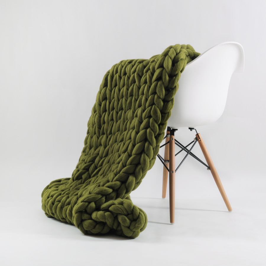Factory direct ins shooting props sofa Iceland wool blanket Nordic thick line blanket hand-woven blanket