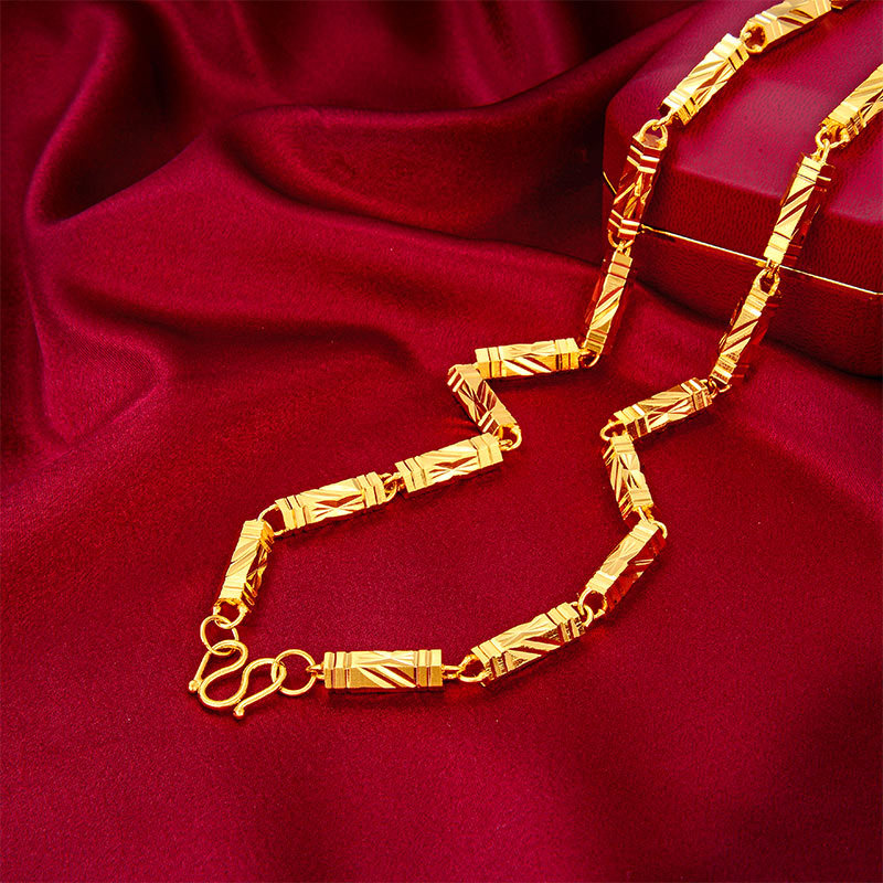 Vietnam sand gold necklace men's long-standing solid hexagonal atmosphere men's gold shop with gold plated necklace