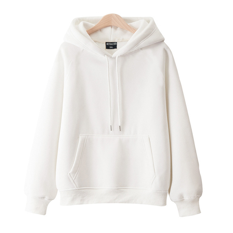 100 Pure Cotton Casual Hooded Pullover Thickened and Velvet Solid Color New Spring and Autumn All-match Loose Japanese Style Women's Sweater