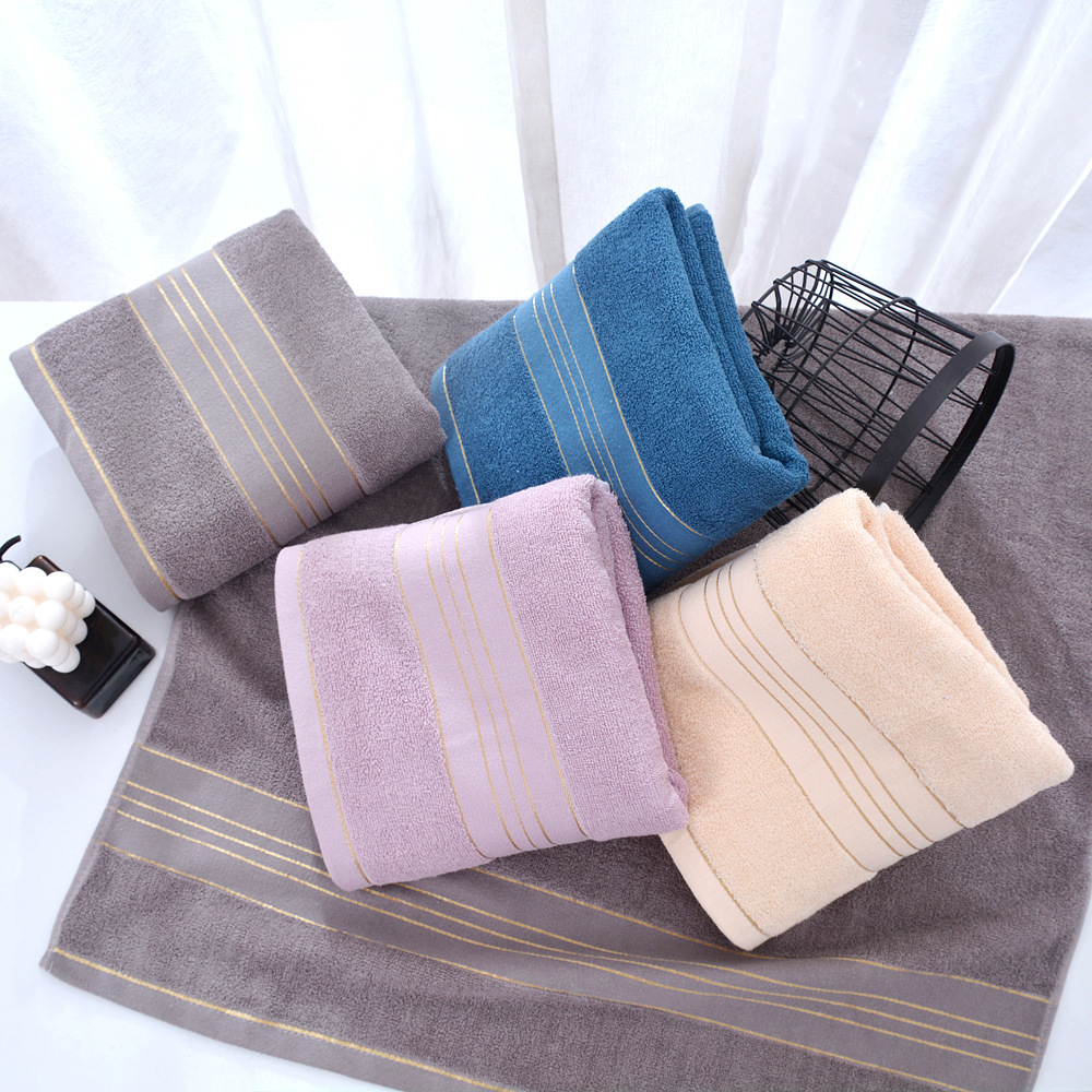 Factory supply 350g gold plain color bath towel home daily hotel bath towel gift LOGO embroidery soft absorbent