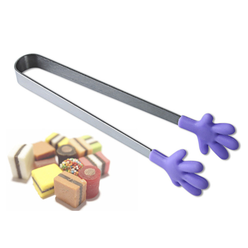 Creative small palm silicone clip non-slip ice clip stainless steel mini food clip food clip silicone sugar clip