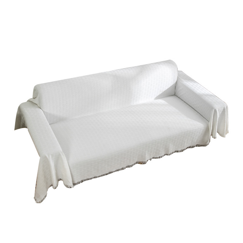 Modern Simple Sofa Towel Knitted T-shaped Rhombic Plaid Solid Color Jacquard Sofa Towel Cover Cloth