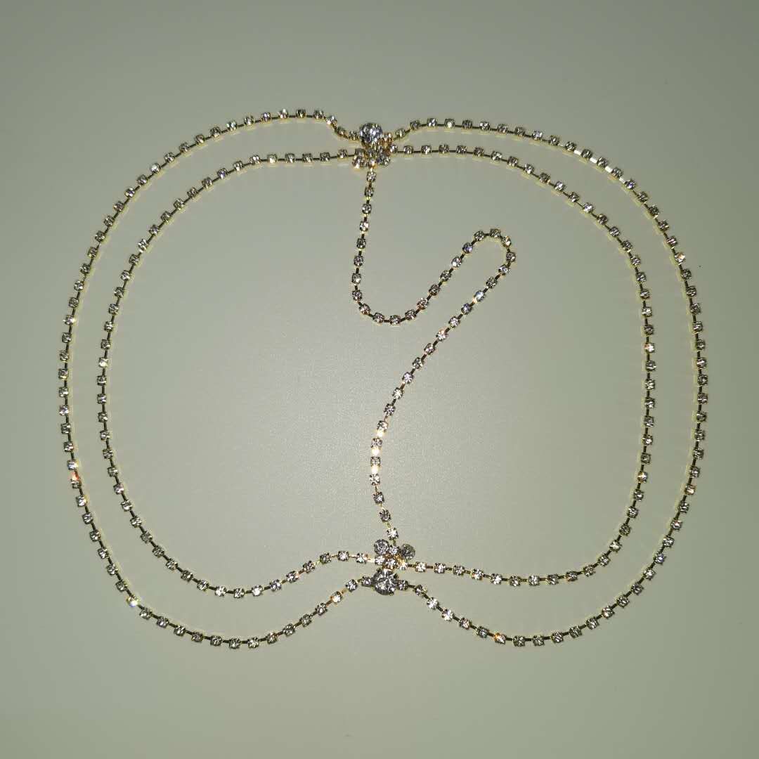 European and American foreign trade new rhinestone hair chain temperament Forehead chain simple multi-layer ethnic style Forehead chain