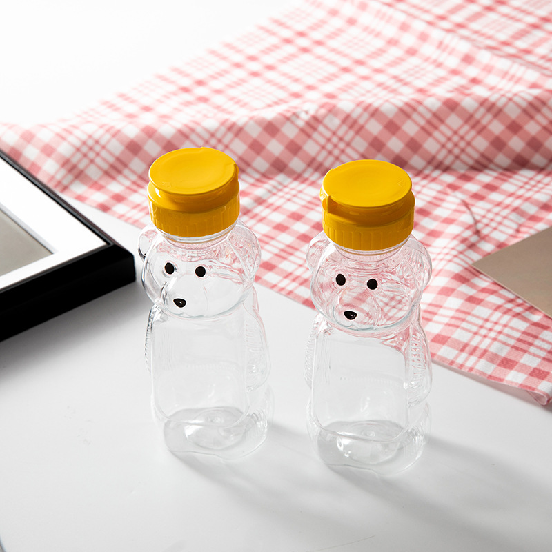 Bear plastic water bottle cute creative new students children go out portable transparent cup stall milk tea cup