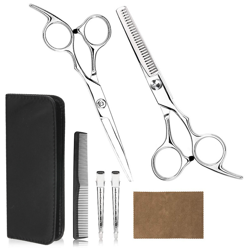 Hairdressing scissors flat scissors Liu Hai scissors tooth scissors thinning scissors family Barber hairdressing tools suit wholesale
