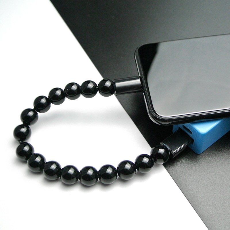 Creative data cable portable short bracelet beads charging cable for Apple Huawei type-c Android Universal