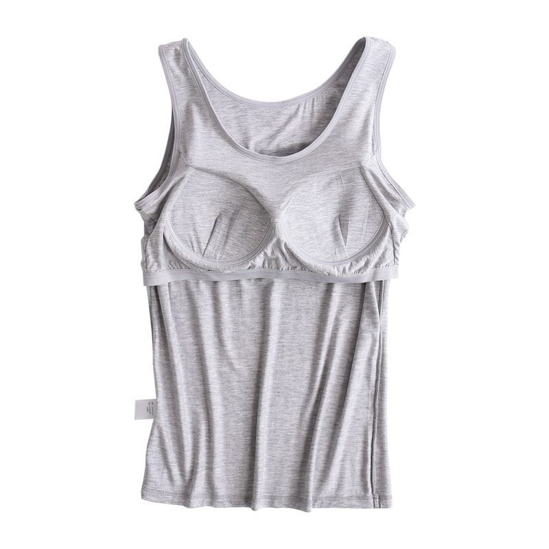Modal Vest with Chest Pad Women's Bra Cup One-piece Underwear Sports Yoga T-shirt Base Shirt