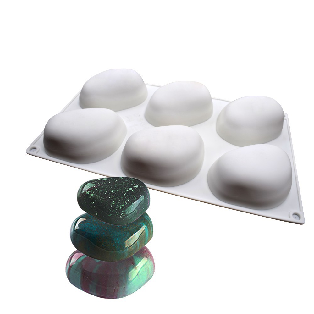 New 6-piece colorful cobblestone mousse cake mold DIY baking mold French dessert mold fondant silicone mold