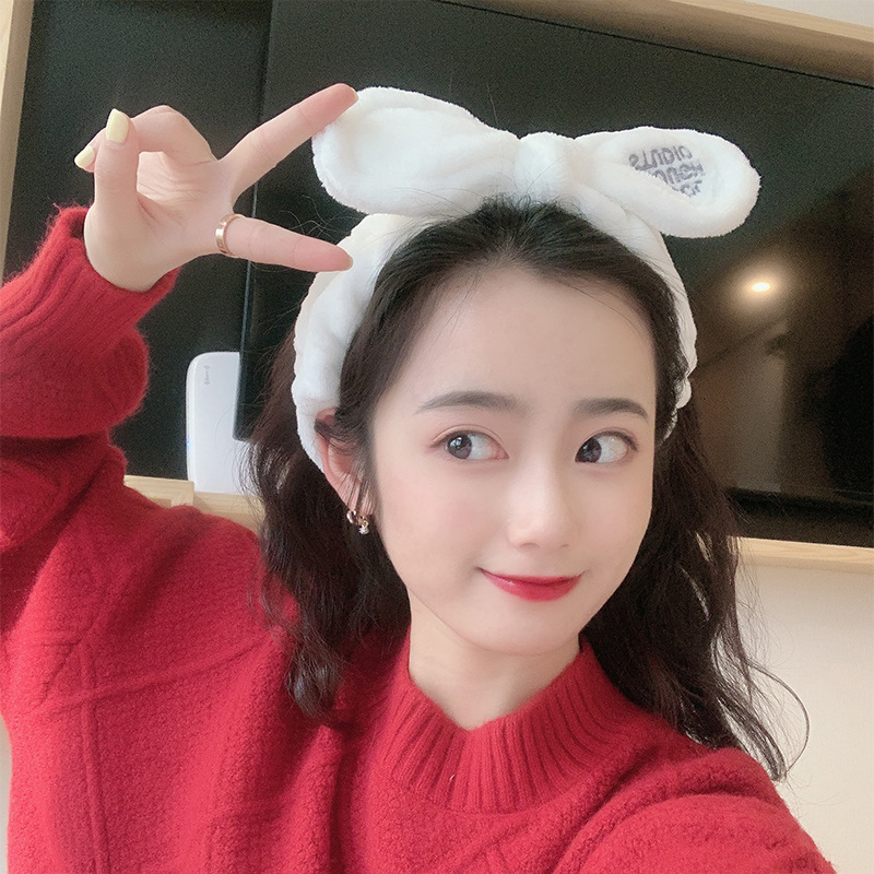 South Korea Internet celebrity face washing hair band rabbit ears antlers cat ears hair band hair band plush bow headband hair accessories