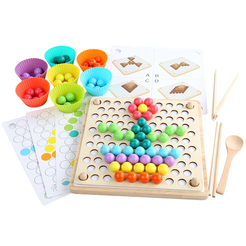 Children's early education, entertainment, training, concentration, beads, two-in-one puzzle development, parent-child interactive board game toys