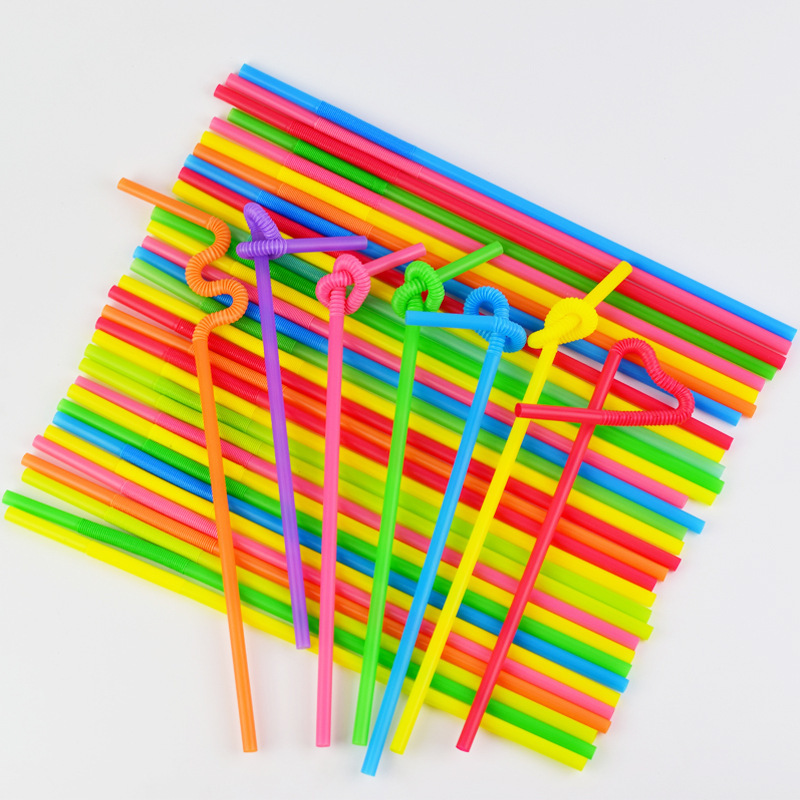 Factory direct disposable art straw color transparent black bendable DIY shape food grade length 26cm