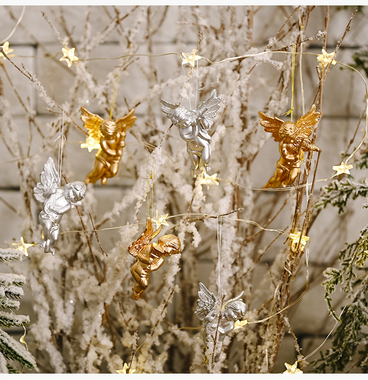 Haube karácsonyi dekoráció arany és ezüst angyal medál kreatív új kis angyal baba függő kis fa függő díszek_voghion.com