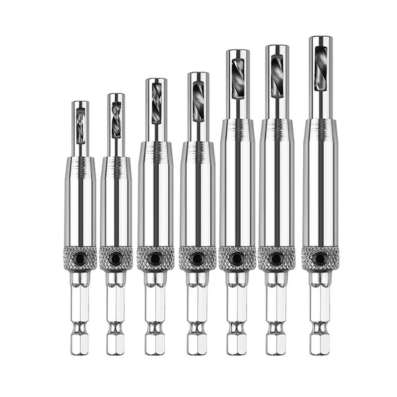 Hinge drill woodworking door and window hinge hole opener positioning drilling set high-speed steel special-shaped hexagonal shank drill bit