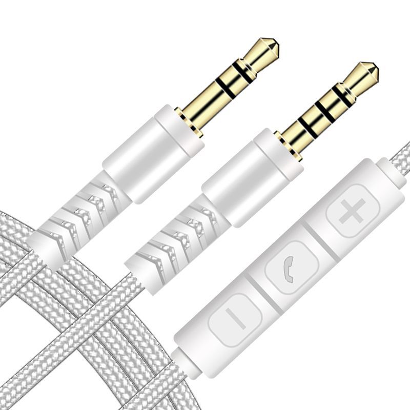 3.5mm male-to-male mobile phone connection headset wire control tuning cable AUX car with microphone audio cable manufacturers