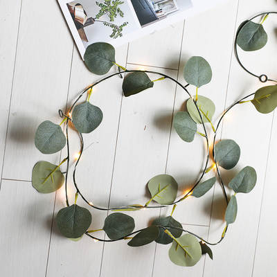 led rattan strip light room decoration maple leaf green rattan copper wire light eucalyptus vines Christmas light battery box light string