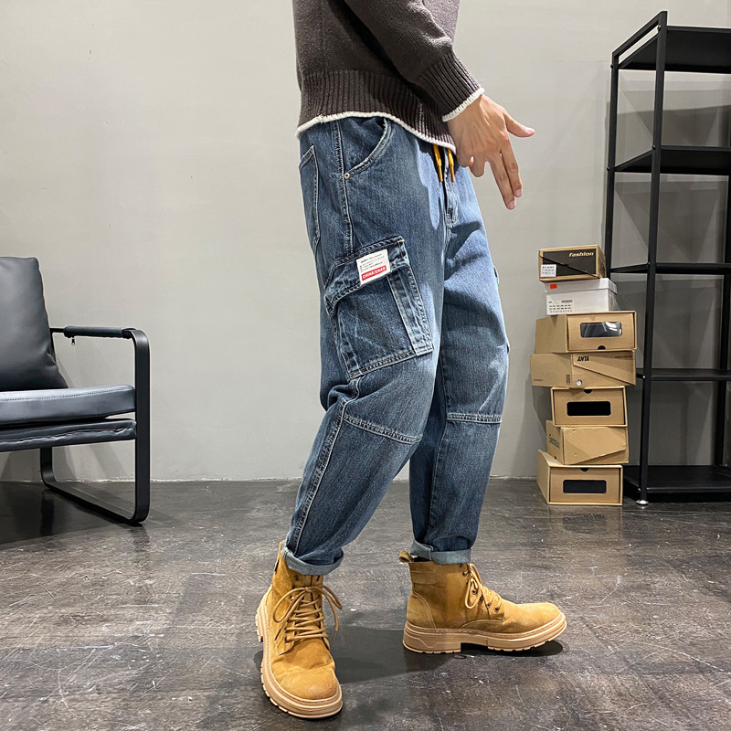 Autumn and Winter Ami Khaji Wash Water Dressed Jeans Dad Mopping Pants Hip-Hop Multi-Pocket Wide Leg Workwear Pants