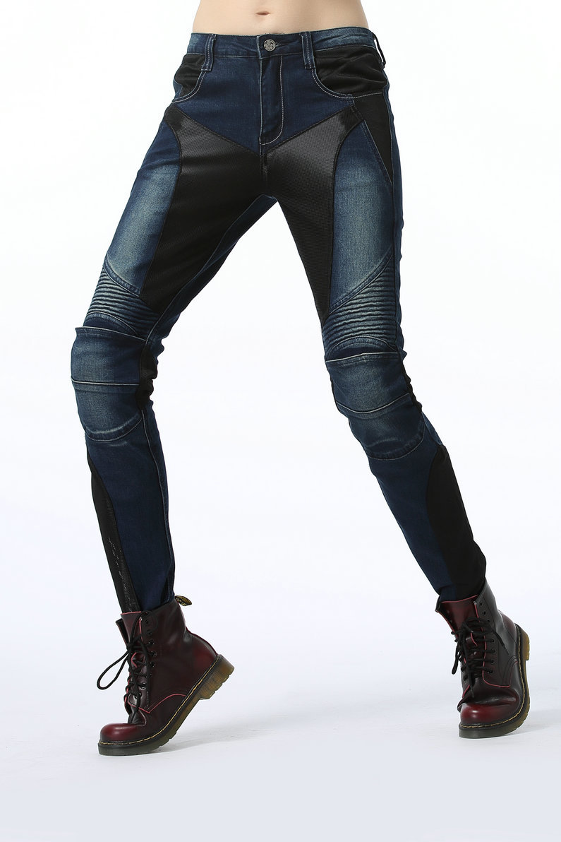 LOONG BIKER summer mesh breathable motorcycle elastic anti-fall cycling pants motorcycle jeans women