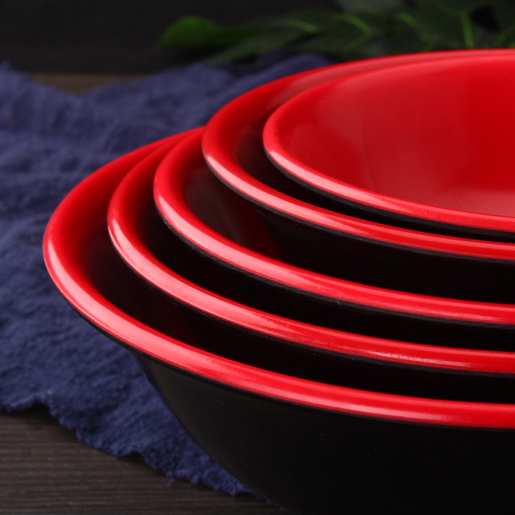 Melamine ramen bowl red and black double color bowl tableware plastic bowl Malatang bowl rice bowl imitation porcelain soup bowl rice bowl