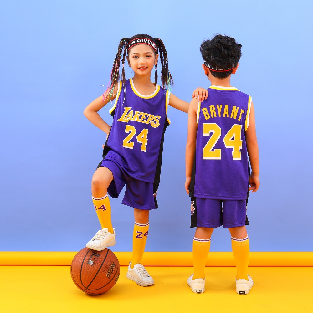 Children's Clothing Lakers No.24 Kobe Jersey Children's Basketball Clothing Suit Vest Men's and Women's Performance Competition Training Team Uniform