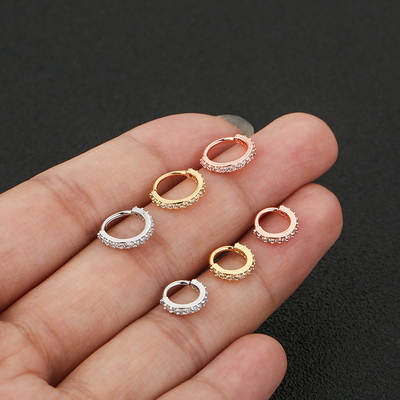 Cross-border Hot Piercing Jewelry Earrings Nose Ring Copper Micro-inlaid Zirconium Mini Soft Bone Nail European and American Popular Accessories