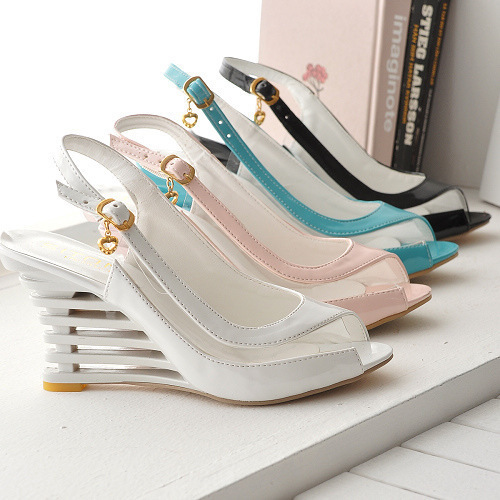Factory summer Foreign Trade original single buckle with fish mouth slope heel high heel women's shoes sandals large size 40-43 women's shoes