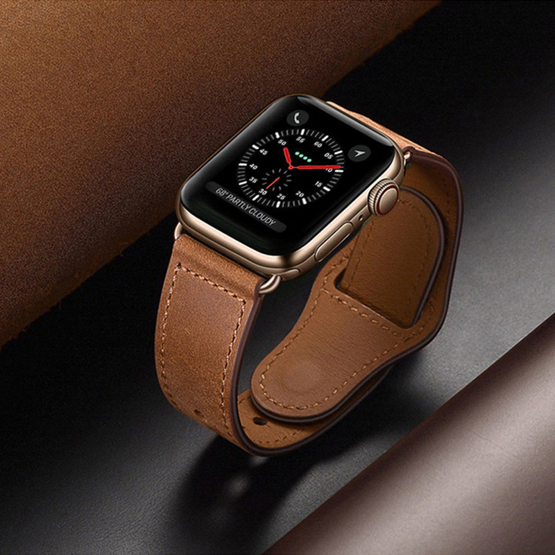 Suitable for Apple Watch iWatch connector strap head layer cowhide Apple Watch genuine leather strap