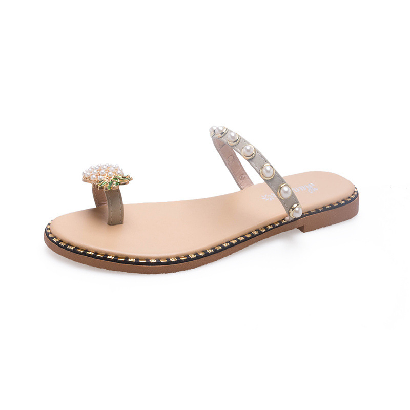 2022 Summer New Pineapple Sandals and Slippers Korean Fashion Women's Shoes Student Pearl Women's Shoes Foreign Trade Women's Slippers