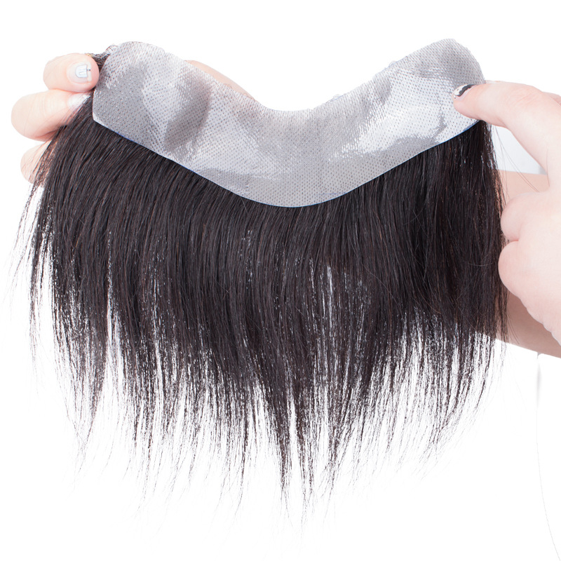 Hailline Wig Men's Wig Sticker for Preface Redo Hair Full Hand-Woven Biological Scalp Bangs