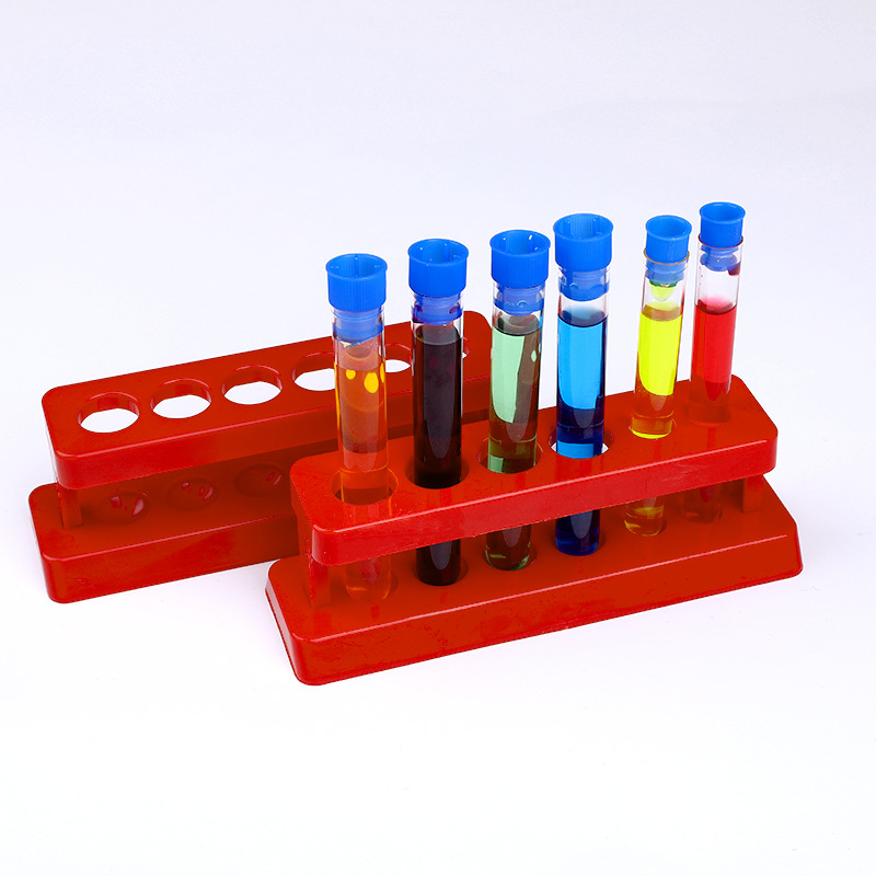 Factory Direct scientific small experiment test tube rack plastic three-color 6-hole children's scientific experiment teaching equipment