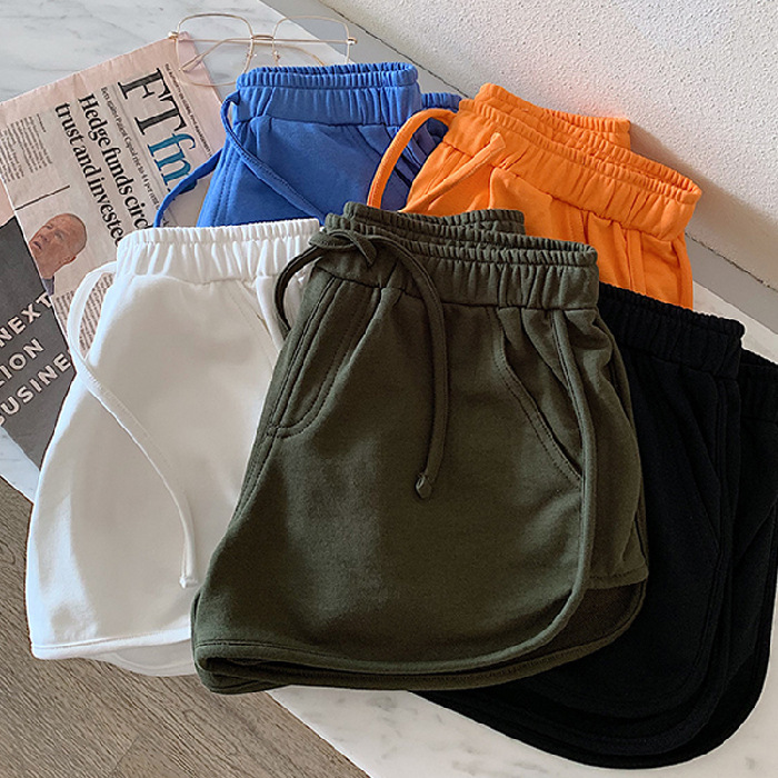 2020 Spring and Summer New Korean Style High Waist Slimming Sports Hot Pants Solid Color Student All-match Casual Shorts Women's Trendy