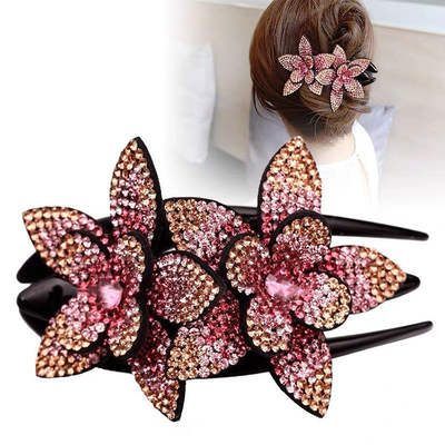 New Rhinestone Flower Duckbill Clip Large Korean Style Elegant Women's Elegant Hair Dovetail Clip Hairpin Accessories Women