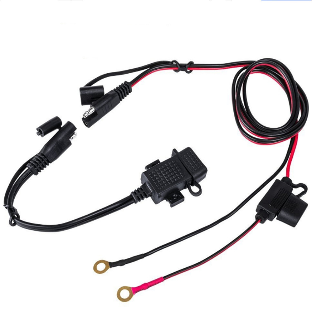 SAE single USB motorcycle charger mounting bracket SAE scooter mobile phone charger with cable