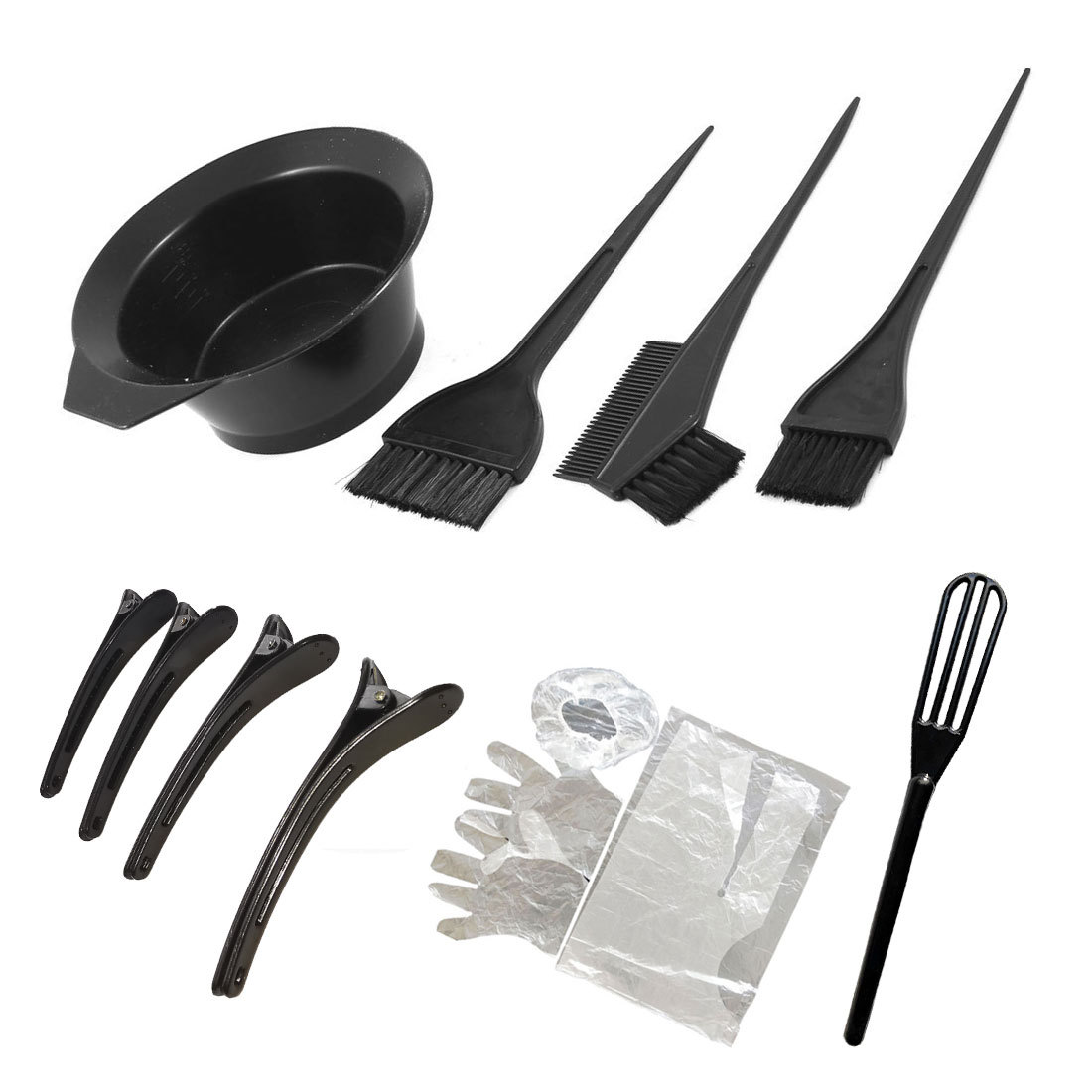Disposable cross-border 12 pieces black plastic hair dyeing bowl hair dyeing brush stylist large thickened barber shop tools