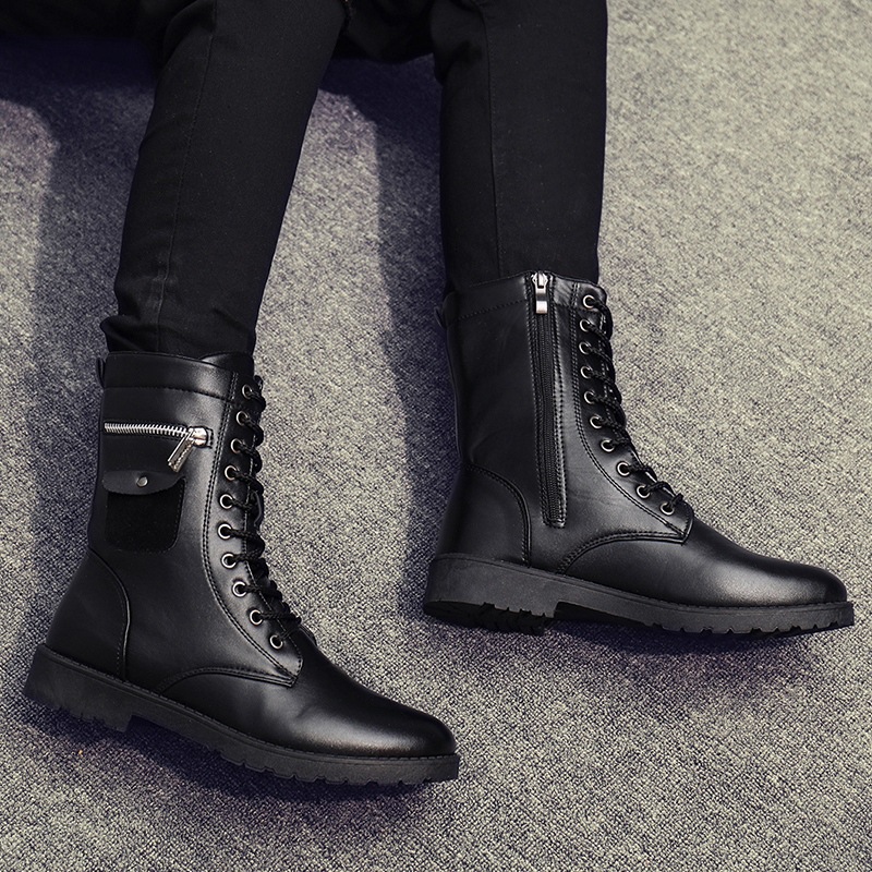 Martin boots men's high-top British style Korean style fashionable all-matching work boots fashionable boots autumn men's Knight boots mid-calf