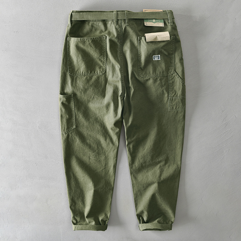 Z329 autumn and winter new men's Cotton solid color multi-pocket Japanese casual overalls one-piece delivery