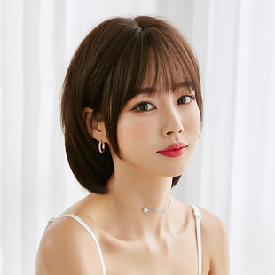Yiwu manufacturers wholesale shoulder-length short hair long hair round face straight hair short hair styling face natural fluffy wig cover