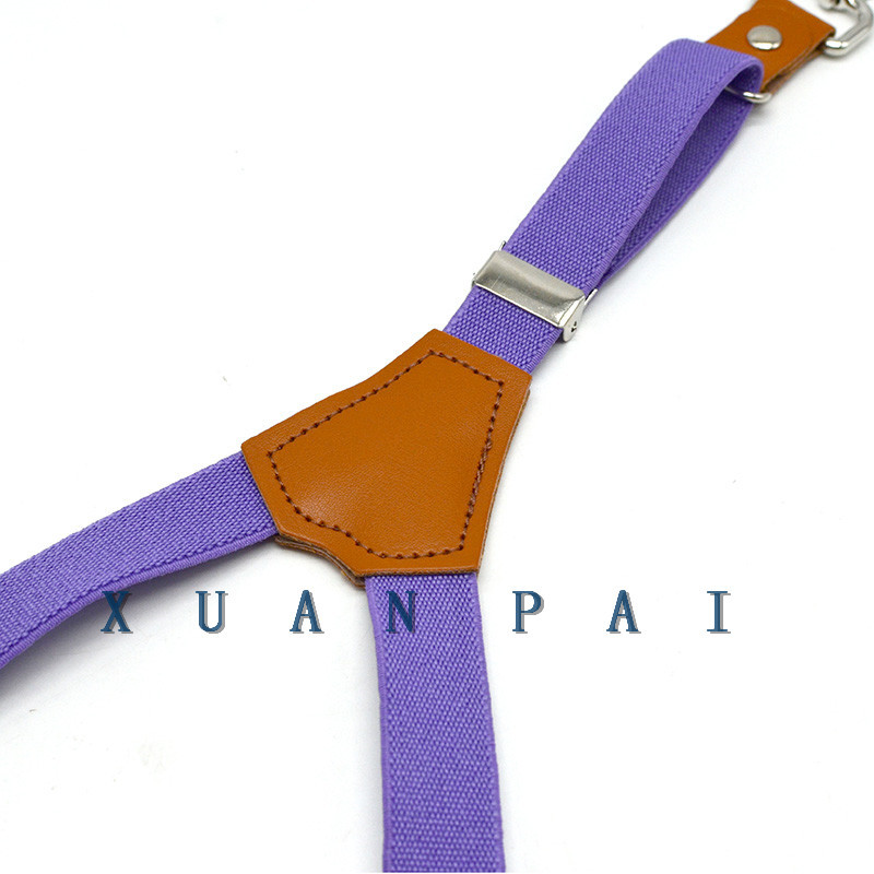 New Fashionable Adult Men's and Women's 2.0 Solid Color Strap High Elastic Three-clip Suspenders