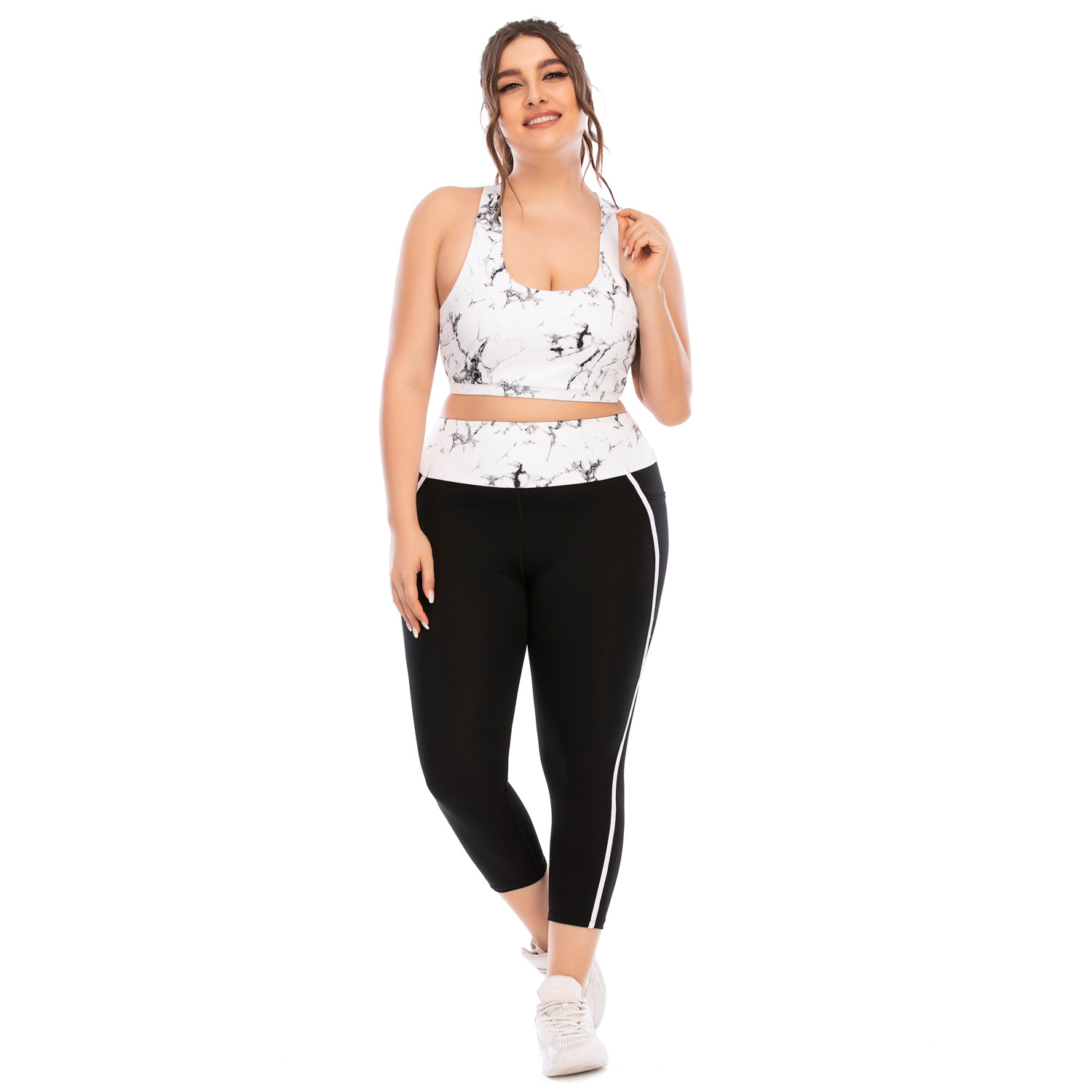 European and American fitness clothes suit plus size yoga clothes tight Barbie pants sports bra Australian time 12045+12046