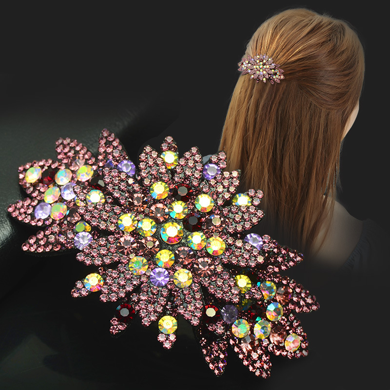 Pinza para el pelo vintage con diamantes de imitación, pinza para cola de caballo, pinza con resorte, pinza superior, pinza grande, accesorios para el cabello para niños_voghion.com