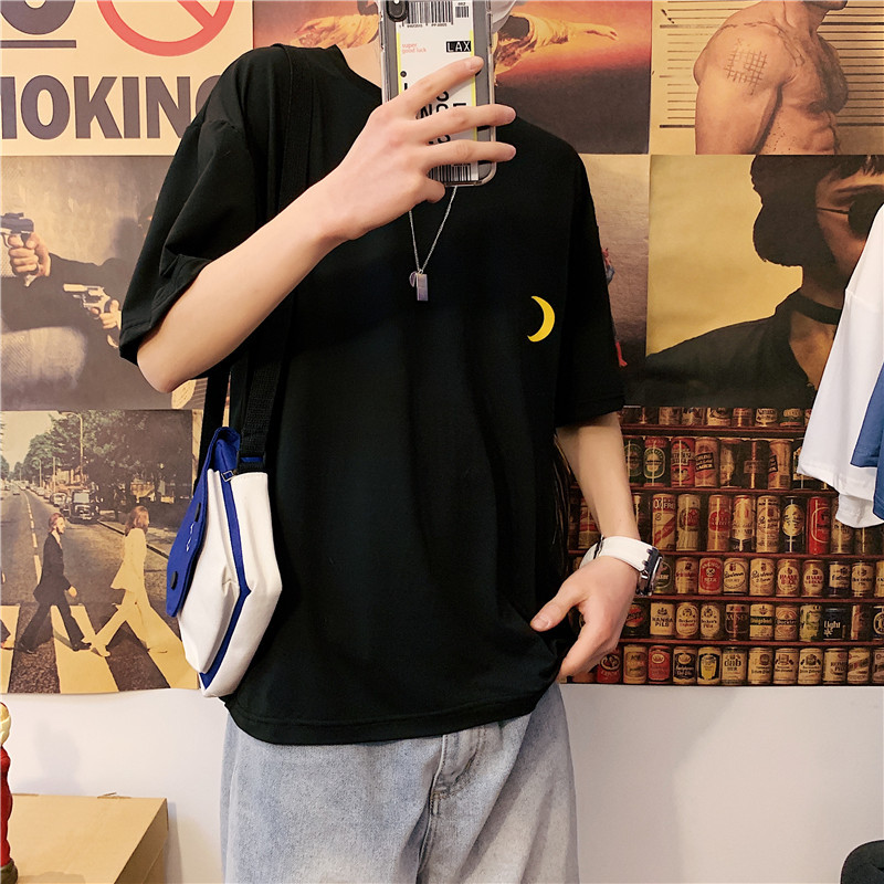 2024 Summer New Couple Ins Hong Kong Style Short-sleeved T-shirt Men's Casual Japanese Harajuku Korean Style Trendy Loose Top
