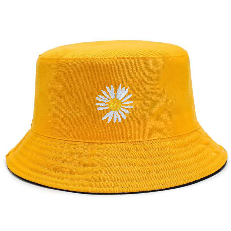 Daisy double-sided fisherman hat Japanese style all-match chrysanthemum hat men's and women's outdoor street style sun hat basin hat