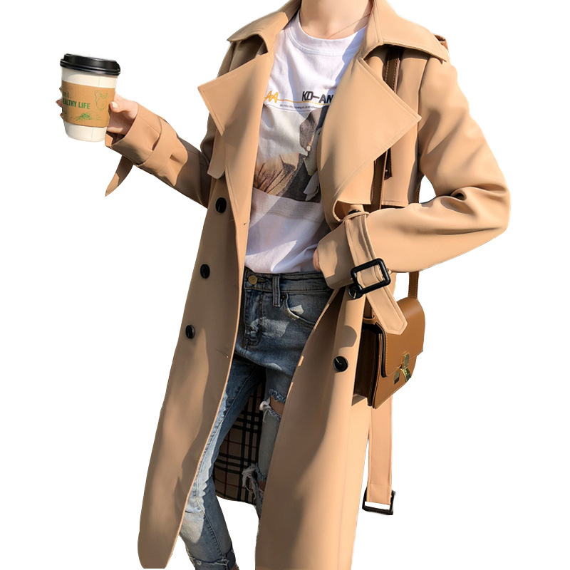 2024 Slim-fit New Classic Elegant Trenchcoat Women's Over-knee Mid-length Korean-style Loose Petite Popular Coat Jacket